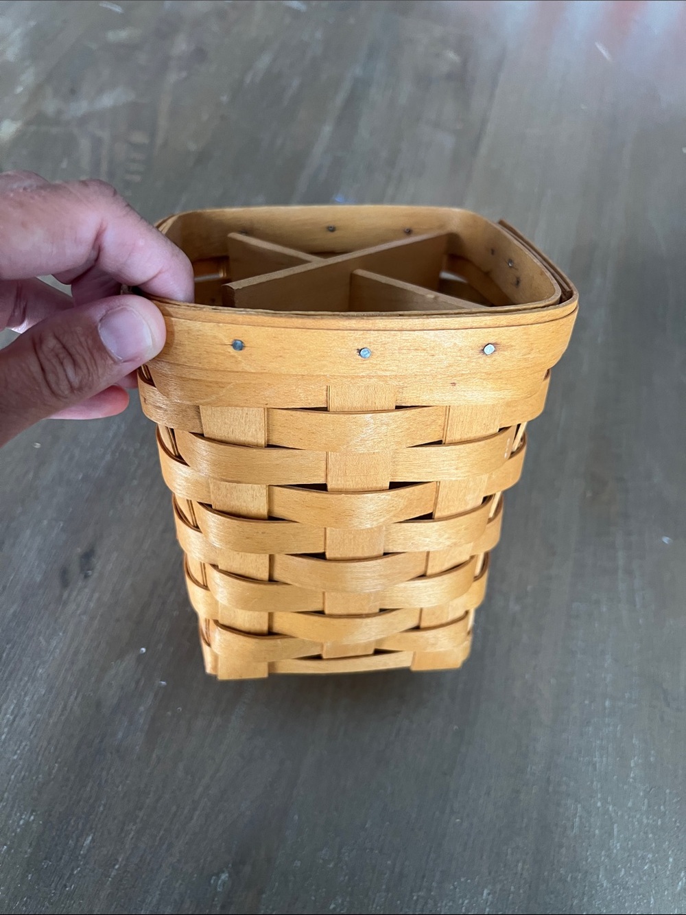 Longaberger Light Brown Woven Utensil Caddy with Dividers